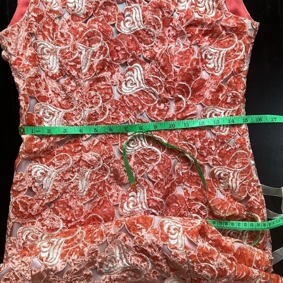 Velvet floral cutout pattern column dress SZ S - Picture 7 of 9